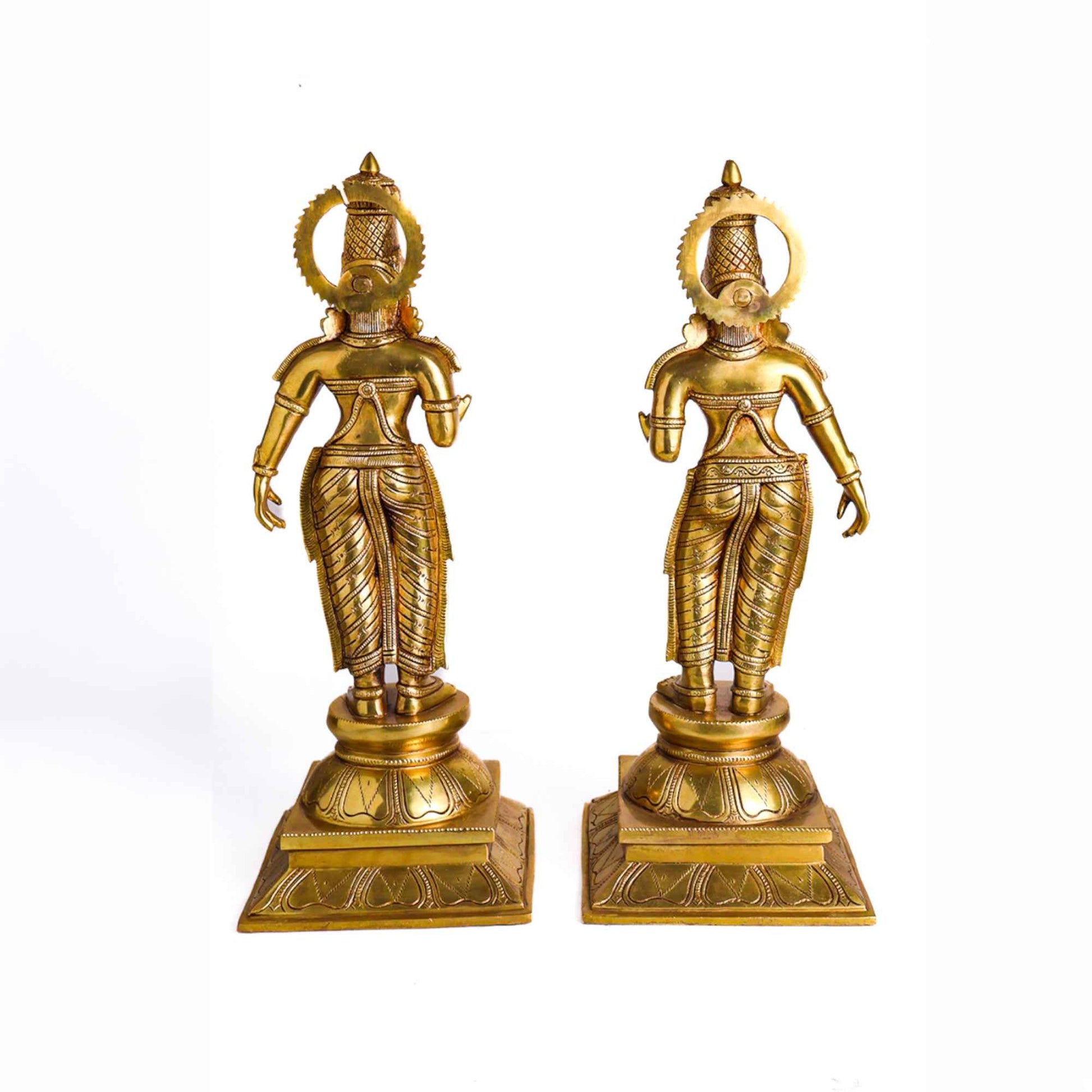 Sacred Needs Brass Murugan Idol Set – 22.5 Inch (57.2 cm) Height | Lord Murugan Statue Set for Temple, Pooja Room & Spiritual Home Decor