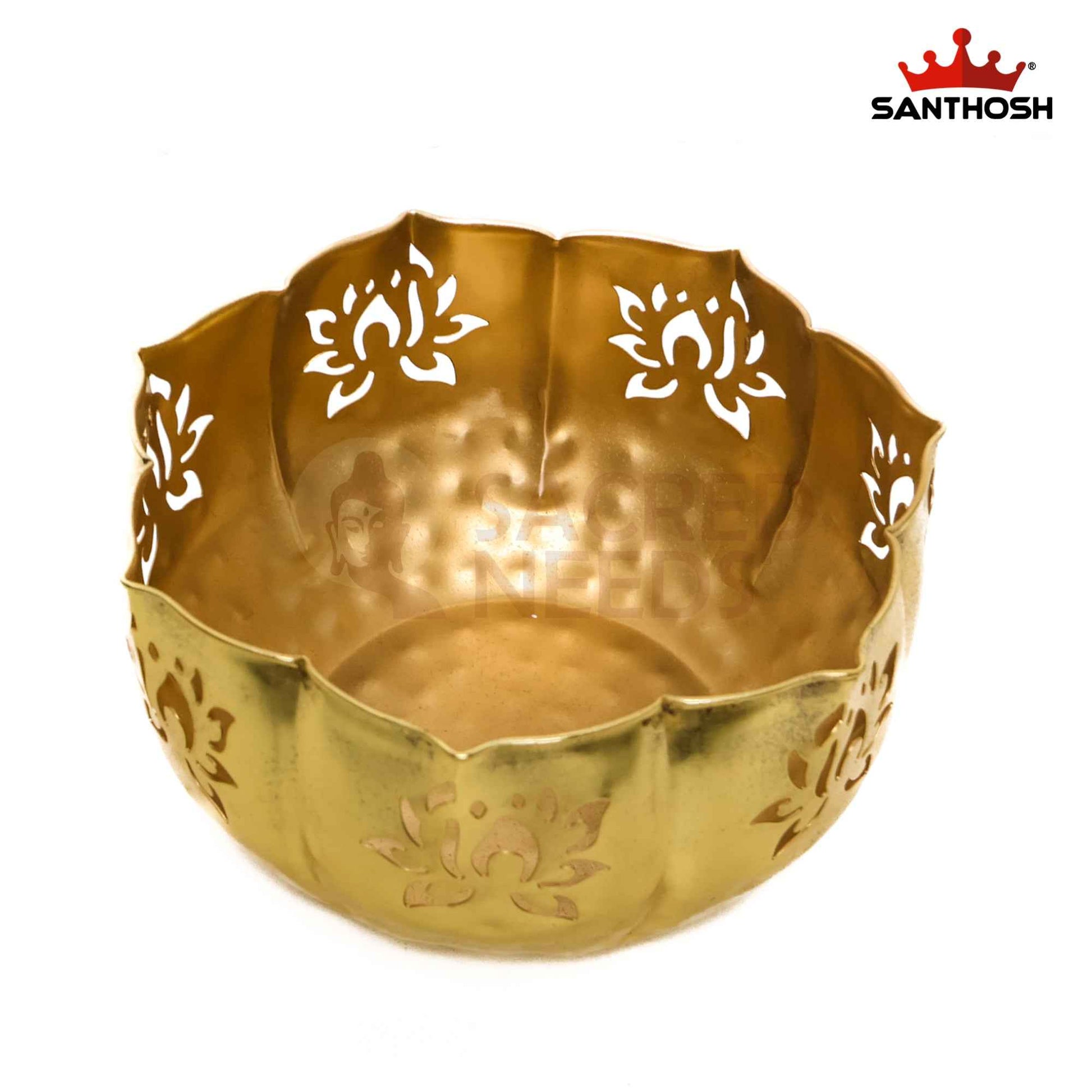 Sacred Needs Brass Cut Urli – 1.06 Inch (2.7 cm) Height | Decorative Mini Brass Urli Bowl for Floating Flowers, Diyas, Pooja & Home Décor