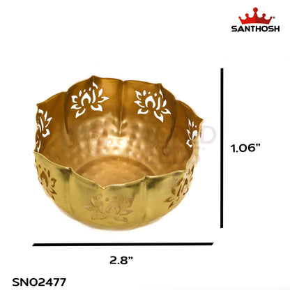 Sacred Needs Brass Cut Urli – 1.06 Inch (2.7 cm) Height | Decorative Mini Brass Urli Bowl for Floating Flowers, Diyas, Pooja & Home Décor