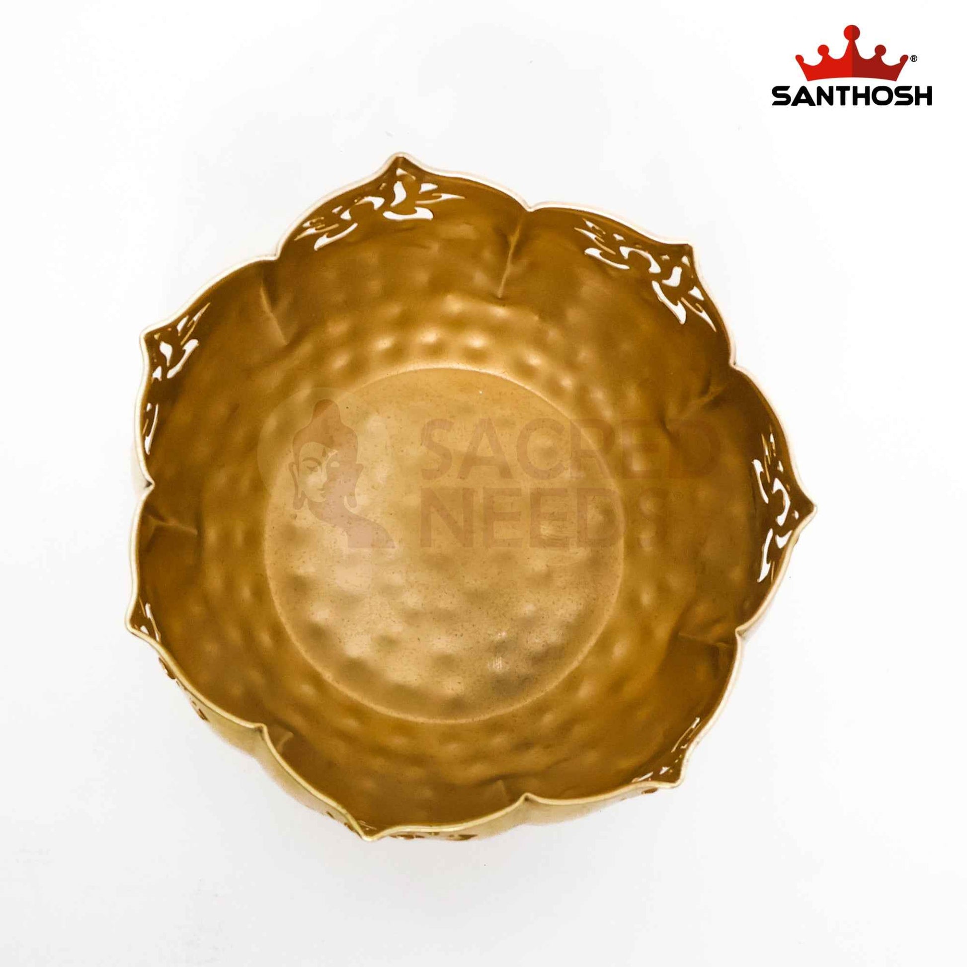 Sacred Needs Brass Cut Urli Bowl – 6 Inch (15.2 cm) Height | Decorative Brass Urli for Floating Flowers, Candles & Traditional Home Décor