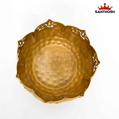 Sacred Needs Brass Cut Urli Bowl – 6 Inch (15.2 cm) Height | Decorative Brass Urli for Floating Flowers, Candles & Traditional Home Décor