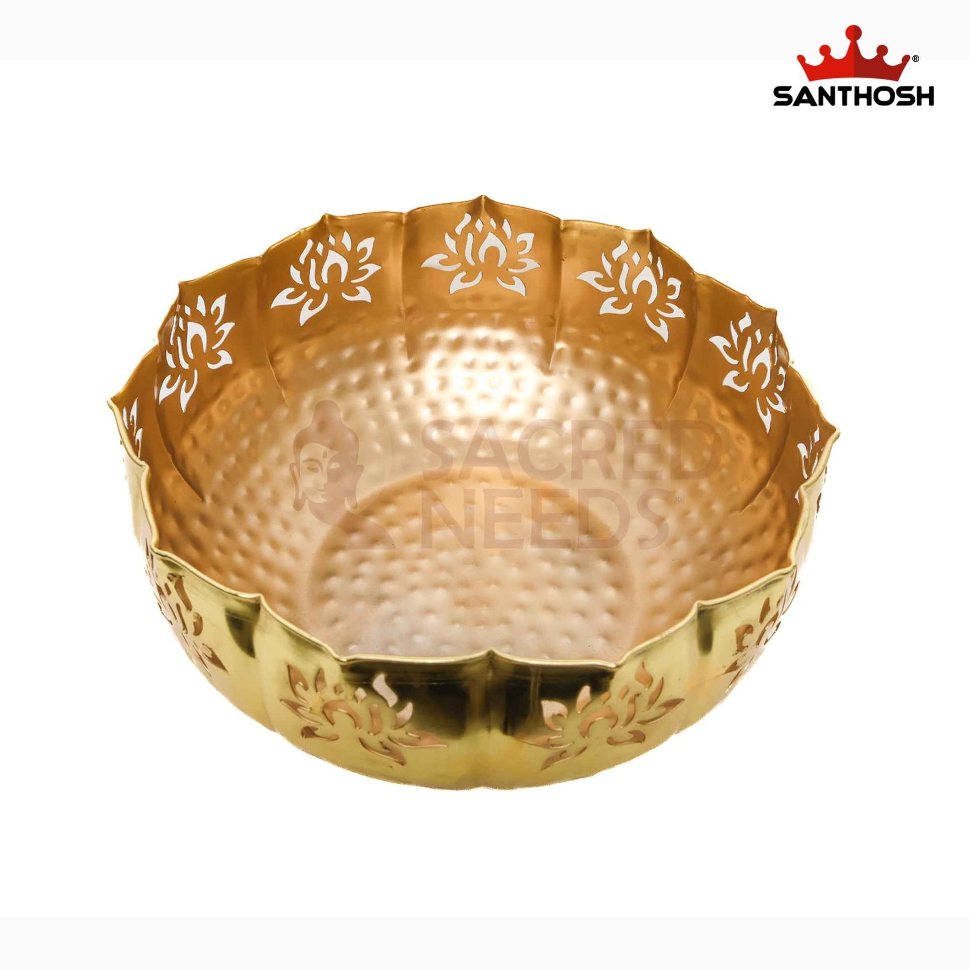 Sacred Needs Brass Cut Urli Bowl – 6 Inch (15.2 cm) Height | Decorative Brass Urli for Floating Flowers, Candles, Pooja & Home Decor