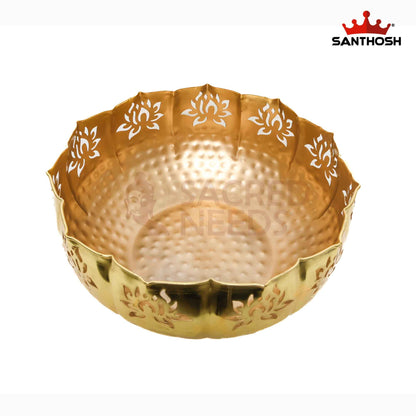 Sacred Needs Brass Cut Urli Bowl – 6 Inch (15.2 cm) Height | Decorative Brass Urli for Floating Flowers, Candles, Pooja & Home Decor