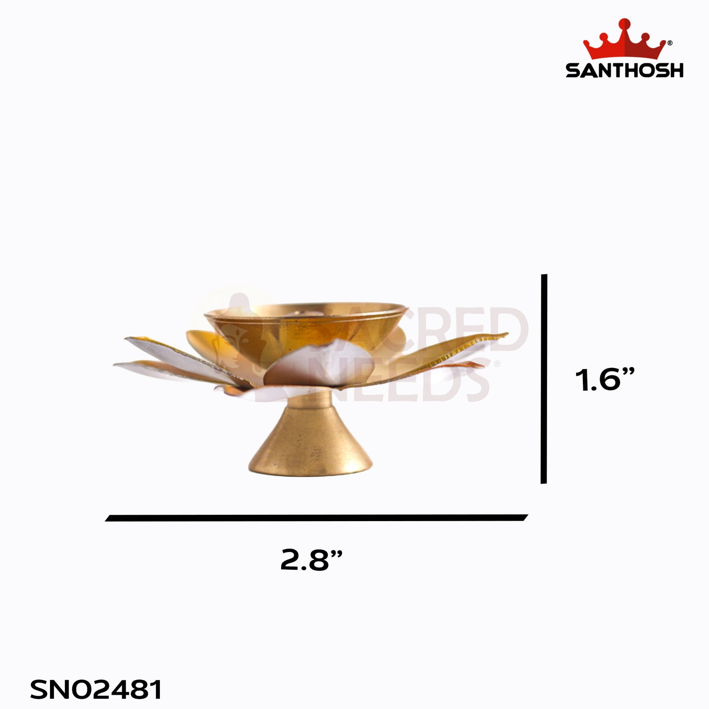 Sacred Needs Brass Lotus Pyali – 1.06 Inch (2.7 cm) Height | Traditional Lotus Design Brass Pyali Bowl for Pooja, Kumkum & Temple Rituals