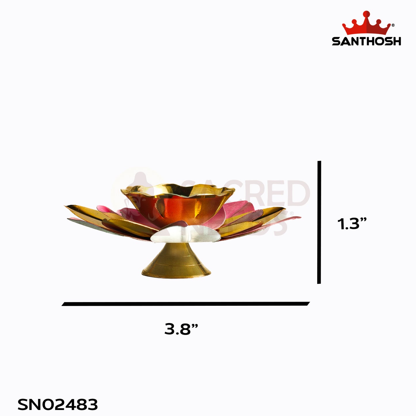 Sacred Needs Brass Lotus Pyali Diya – 1.3 Inch (3.3 cm) Height | Traditional Lotus Shape Brass Oil Lamp for Pooja Room, Temple & Festive Decor