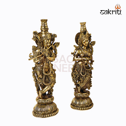 Sacred Needs Brass Radha Krishna Set – 12 Inch (30.5 cm) Height | Divine Radha Krishna Idol for Pooja Room, Temple & Home Décor