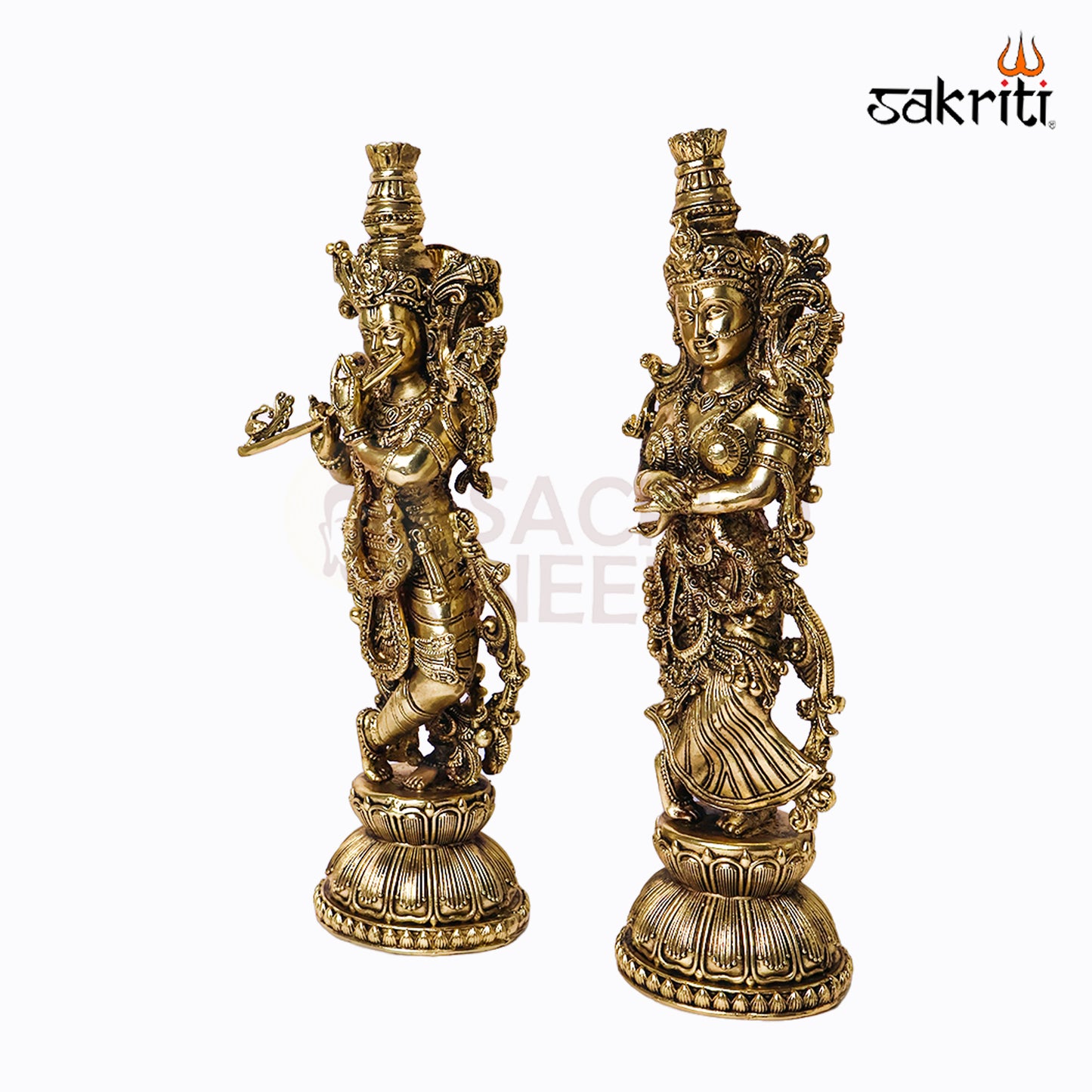 Sacred Needs Brass Radha Krishna Set – 12 Inch (30.5 cm) Height | Divine Radha Krishna Idol for Pooja Room, Temple & Home Décor