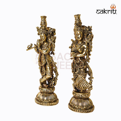 Sacred Needs Brass Radha Krishna Set – 12 Inch (30.5 cm) Height | Divine Radha Krishna Idol for Pooja Room, Temple & Home Décor