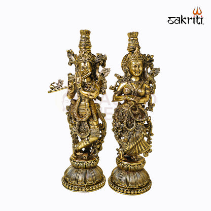 Sacred Needs Brass Radha Krishna Set – 12 Inch (30.5 cm) Height | Divine Radha Krishna Idol for Pooja Room, Temple & Home Décor