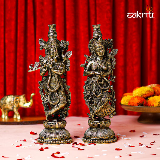 Sacred Needs Brass Radha Krishna Set – 12 Inch (30.5 cm) Height | Divine Radha Krishna Idol for Pooja Room, Temple & Home Décor
