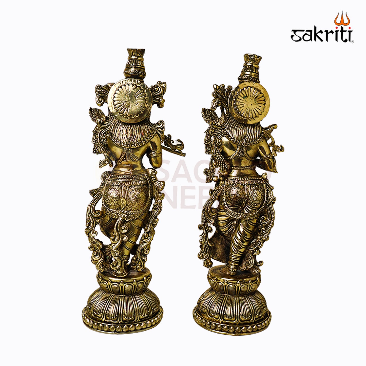 Sacred Needs Brass Radha Krishna Set – 12 Inch (30.5 cm) Height | Divine Radha Krishna Idol for Pooja Room, Temple & Home Décor