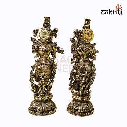 Sacred Needs Brass Radha Krishna Set – 12 Inch (30.5 cm) Height | Divine Radha Krishna Idol for Pooja Room, Temple & Home Décor
