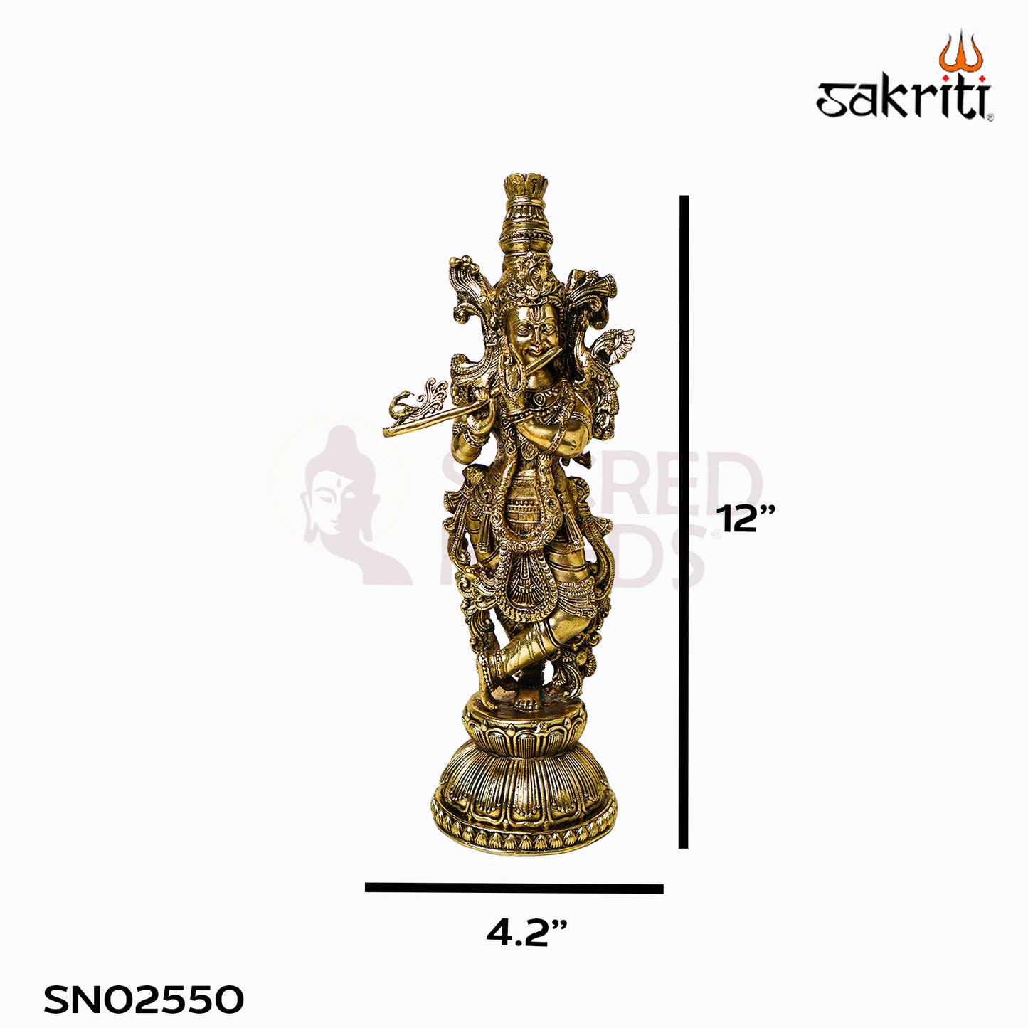 Sacred Needs Brass Radha Krishna Set – 12 Inch (30.5 cm) Height | Divine Radha Krishna Idol for Pooja Room, Temple & Home Décor