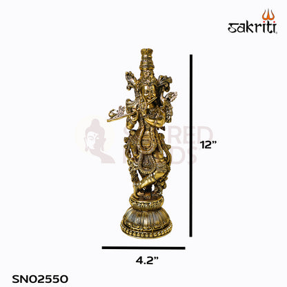 Sacred Needs Brass Radha Krishna Set – 12 Inch (30.5 cm) Height | Divine Radha Krishna Idol for Pooja Room, Temple & Home Décor