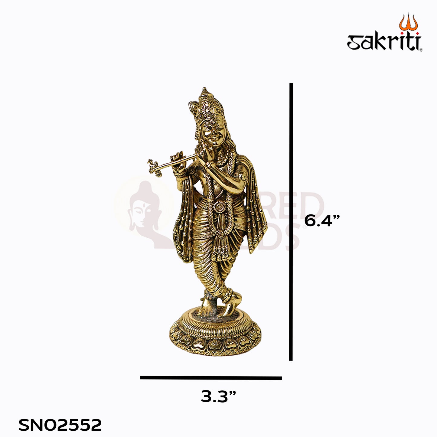 Sacred Needs Brass Krishna Idol – 6.4 Inch (16.3 cm) Height | Lord Krishna Statue for Pooja Room & Home Décor