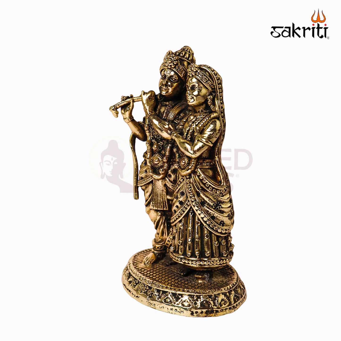 Sacred Needs Brass Radha Krishna Idol – 4.9 Inch (12.4 cm) Height | Decorative Radha Krishna Statue for Home Temple
