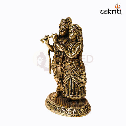 Sacred Needs Brass Radha Krishna Idol – 4.9 Inch (12.4 cm) Height | Decorative Radha Krishna Statue for Home Temple