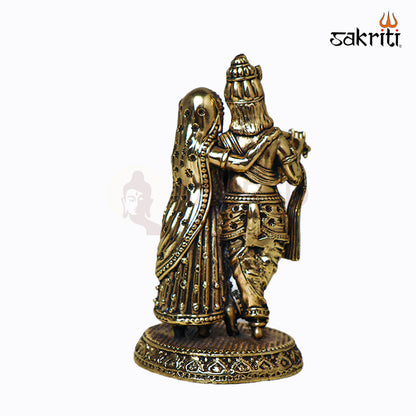 Sacred Needs Brass Radha Krishna Idol – 4.9 Inch (12.4 cm) Height | Decorative Radha Krishna Statue for Home Temple