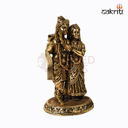 Sacred Needs Brass Radha Krishna Idol – 4.9 Inch (12.4 cm) Height | Decorative Radha Krishna Statue for Home Temple