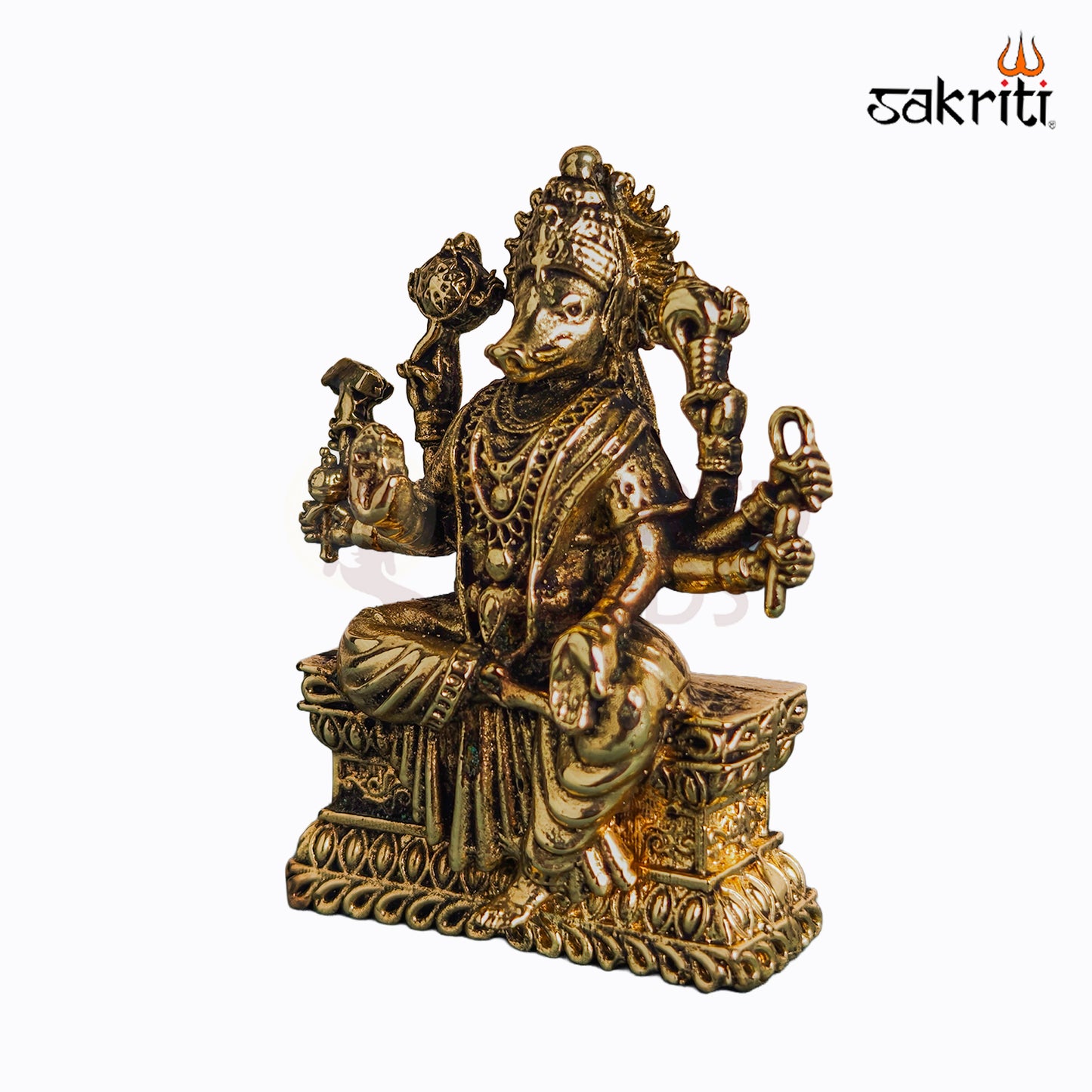 Sacred Needs Brass Varahi Amman Idol – 2.7 Inch (6.9 cm) Height | Goddess Varahi Statue for Protection & Shakti Worship