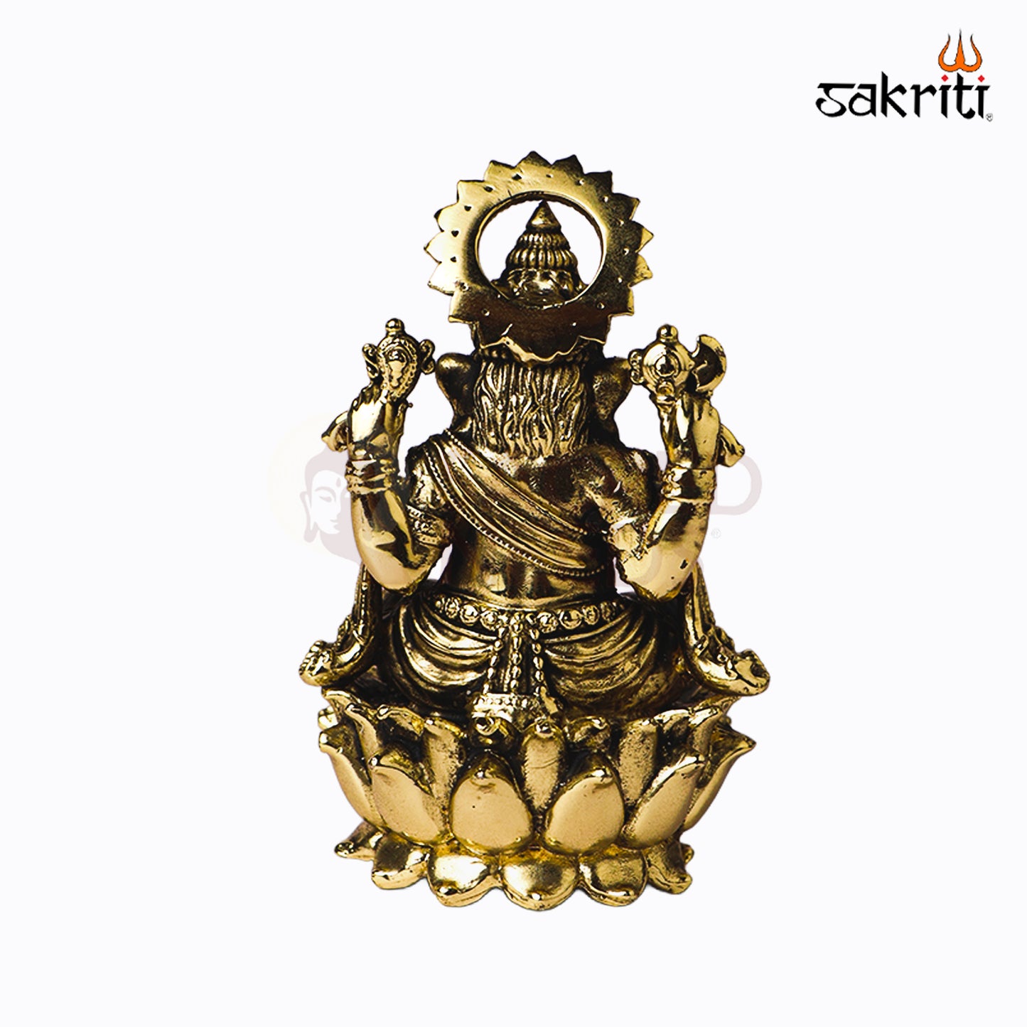 Sacred Needs Brass Three Layer Lotus Ganesha Idol – 3.6 Inch (9.1 cm) Height | Decorative Ganesha Statue for Pooja & Home Décor
