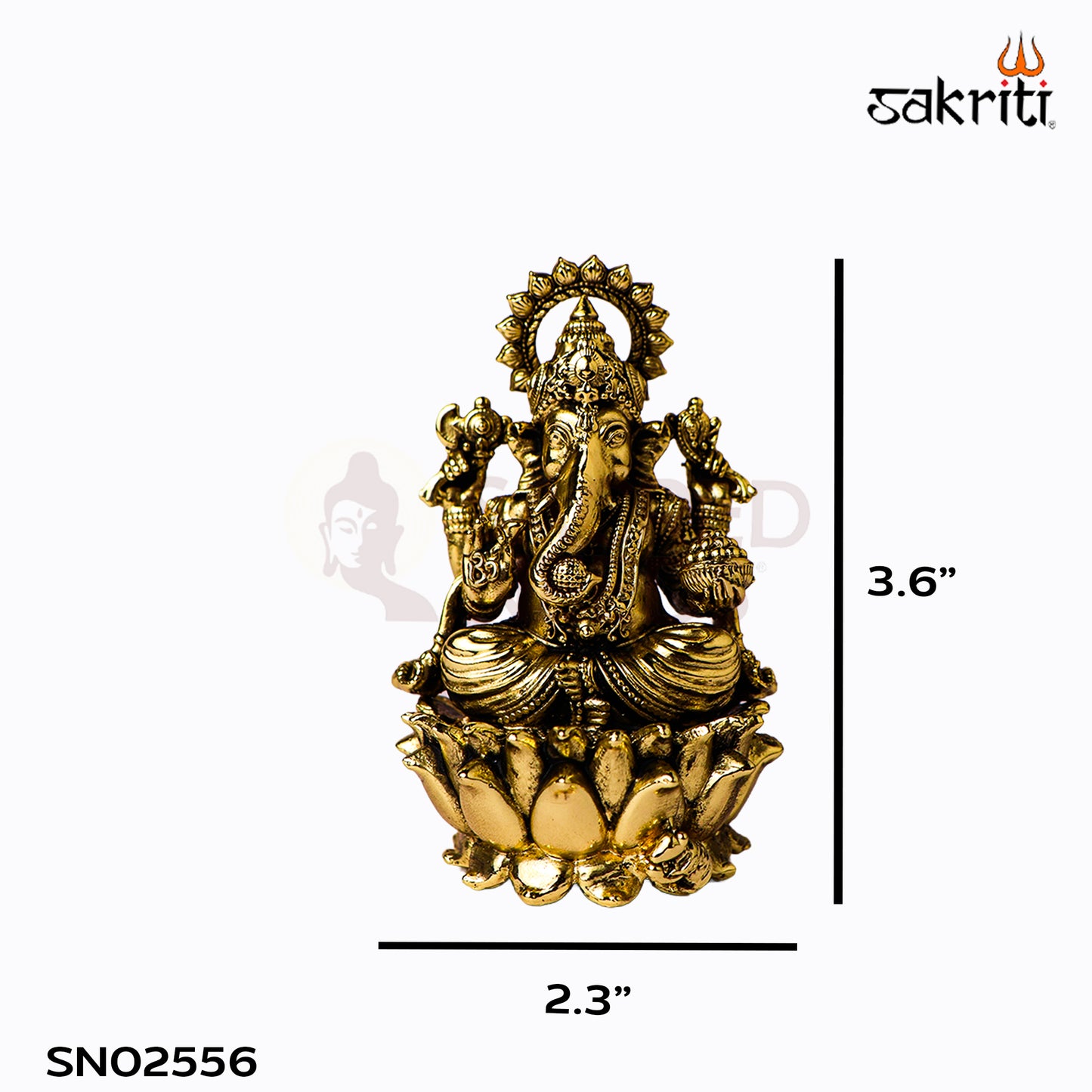 Sacred Needs Brass Three Layer Lotus Ganesha Idol – 3.6 Inch (9.1 cm) Height | Decorative Ganesha Statue for Pooja & Home Décor
