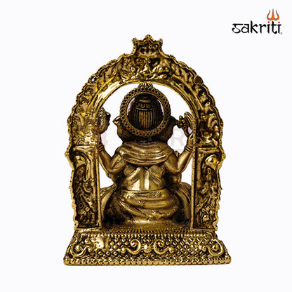 Sacred Needs Brass Ganesha with Arch Idol – 3.8 Inch (9.7 cm) Height | Decorative Ganesha Statue for Pooja & Home Temple