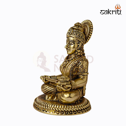 Sacred Needs Brass Annapoorani Idol – 4.6 Inch (11.7 cm) Height | Goddess Annapurna Statue for Prosperity & Home Temple