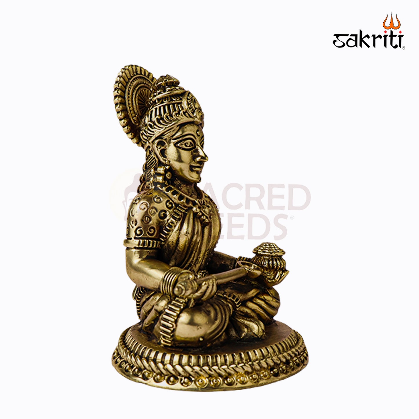 Sacred Needs Brass Annapoorani Idol – 4.6 Inch (11.7 cm) Height | Goddess Annapurna Statue for Prosperity & Home Temple