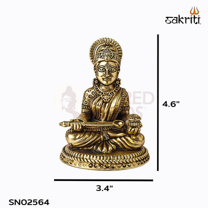 Sacred Needs Brass Annapoorani Idol – 4.6 Inch (11.7 cm) Height | Goddess Annapurna Statue for Prosperity & Home Temple