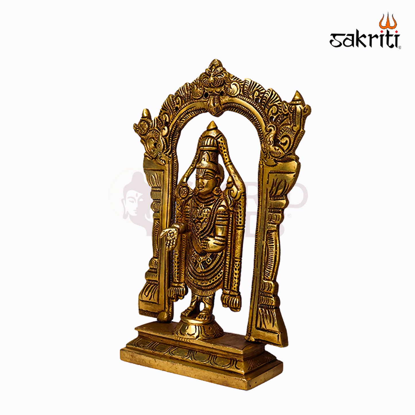 Sacred Needs Brass Tirupati Balaji Idol – 8 Inch (20.3 cm) Height | Lord Venkateswara Statue for Pooja Room, Temple & Home Décor