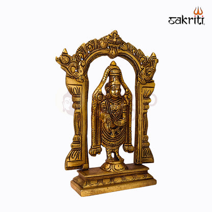 Sacred Needs Brass Tirupati Balaji Idol – 8 Inch (20.3 cm) Height | Lord Venkateswara Statue for Pooja Room, Temple & Home Décor