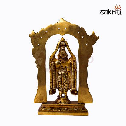 Sacred Needs Brass Tirupati Balaji Idol – 8 Inch (20.3 cm) Height | Lord Venkateswara Statue for Pooja Room, Temple & Home Décor