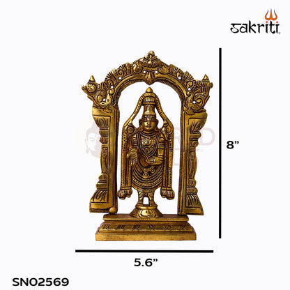 Sacred Needs Brass Tirupati Balaji Idol – 8 Inch (20.3 cm) Height | Lord Venkateswara Statue for Pooja Room, Temple & Home Décor