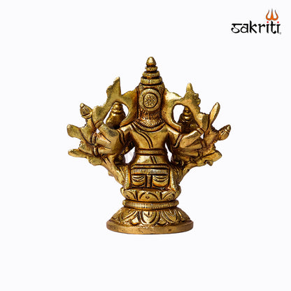 Sacred Needs Brass Ganesha Riddhi Siddhi Idol – 3 Inch (7.6 cm) Height | Lord Ganesha with Consorts Statue for Pooja & Home