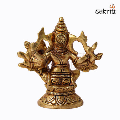 Sacred Needs Brass Ganesha Lakshmi Idol – 3 Inch (7.6 cm) Height | Lakshmi Ganesha Statue for Wealth & Prosperity