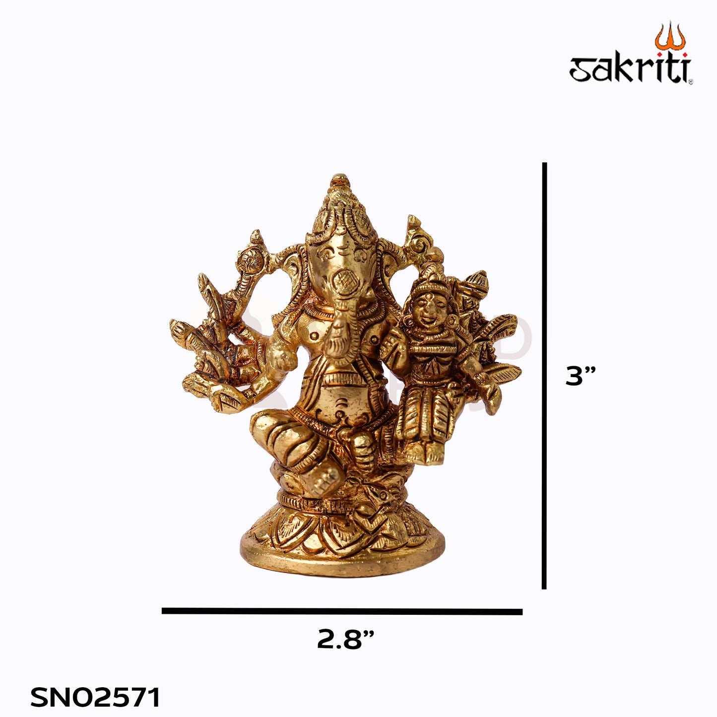 Sacred Needs Brass Ganesha Lakshmi Idol – 3 Inch (7.6 cm) Height | Lakshmi Ganesha Statue for Wealth & Prosperity