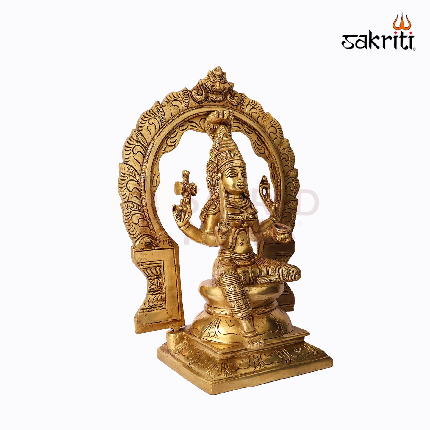 Sacred Needs Brass Karumari Amman Idol with Frame – 12.5 Inch (31.8 cm) Height | Goddess Karumari Statue for Temple & Pooja