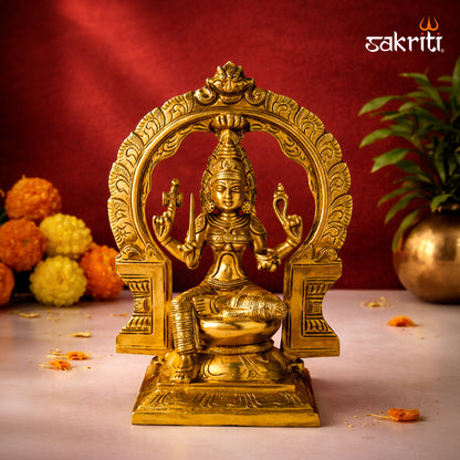 Sacred Needs Brass Karumari Amman Idol with Frame – 12.5 Inch (31.8 cm) Height | Goddess Karumari Statue for Temple & Pooja