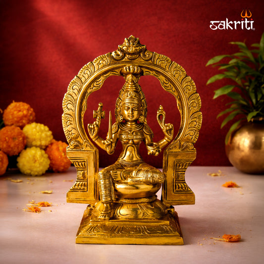 Sacred Needs Brass Karumari Amman Idol with Frame – 12.5 Inch (31.8 cm) Height | Goddess Karumari Statue for Temple & Pooja