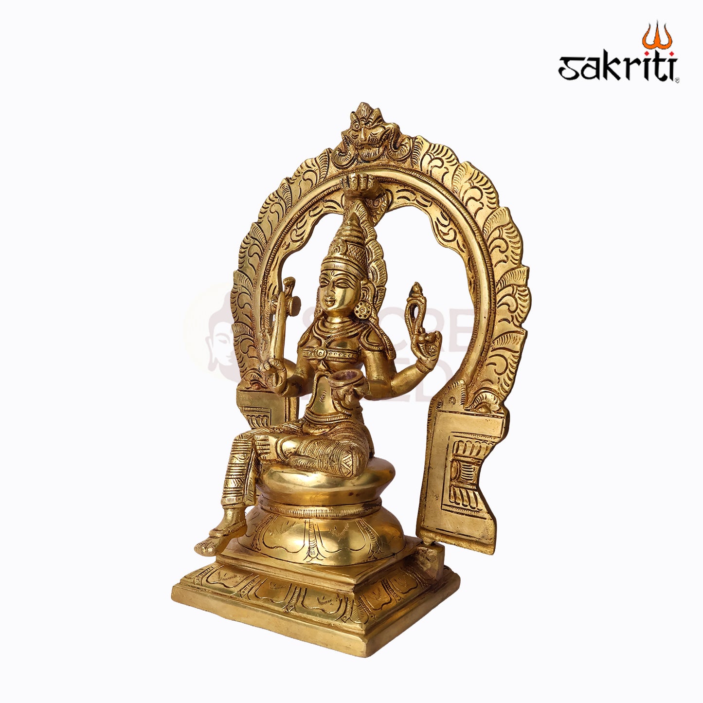 Sacred Needs Brass Karumari Amman Idol with Frame – 12.5 Inch (31.8 cm) Height | Goddess Karumari Statue for Temple & Pooja