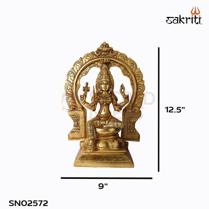 Sacred Needs Brass Karumari Amman Idol with Frame – 12.5 Inch (31.8 cm) Height | Goddess Karumari Statue for Temple & Pooja