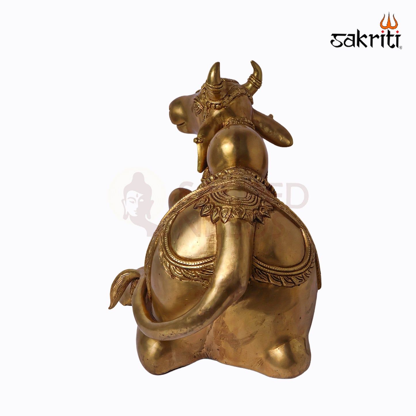 Sacred Needs Brass Nandi Idol – 15 Inch (38.1 cm) Height | Sacred Nandi Bull Statue for Shiva Temple & Pooja