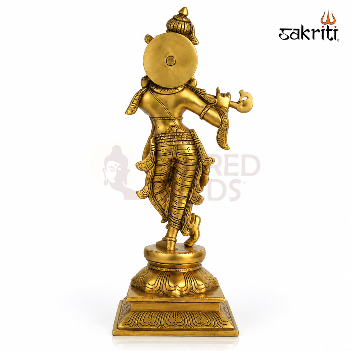 Sacred Needs Brass Krishna Idol – 15 Inch (38.1 cm) Height | Lord Krishna Statue for Temple, Pooja Room & Home Décor