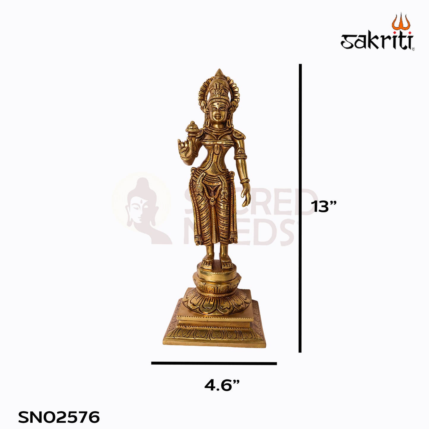 Sacred Needs Brass Sivagami Idol – 13 Inch (33 cm) Height | Goddess Sivagami Statue for Temple, Pooja Room & Home Décor