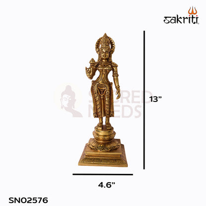 Sacred Needs Brass Sivagami Idol – 13 Inch (33 cm) Height | Goddess Sivagami Statue for Temple, Pooja Room & Home Décor