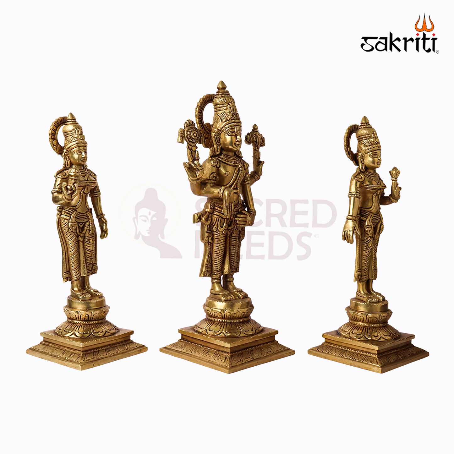 Sacred Needs Brass Tirupati Balaji Idol Set – 15 Inch (38.1 cm) Height | Lord Venkateswara Statue Set for Temple & Pooja Room