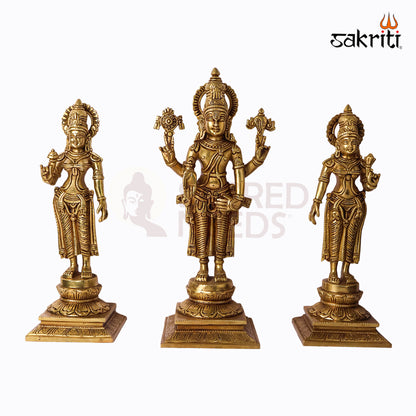 Sacred Needs Brass Tirupati Balaji Idol Set – 15 Inch (38.1 cm) Height | Lord Venkateswara Statue Set for Temple & Pooja Room