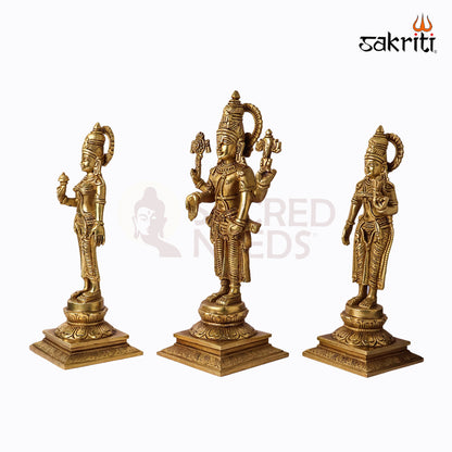 Sacred Needs Brass Tirupati Balaji Idol Set – 15 Inch (38.1 cm) Height | Lord Venkateswara Statue Set for Temple & Pooja Room