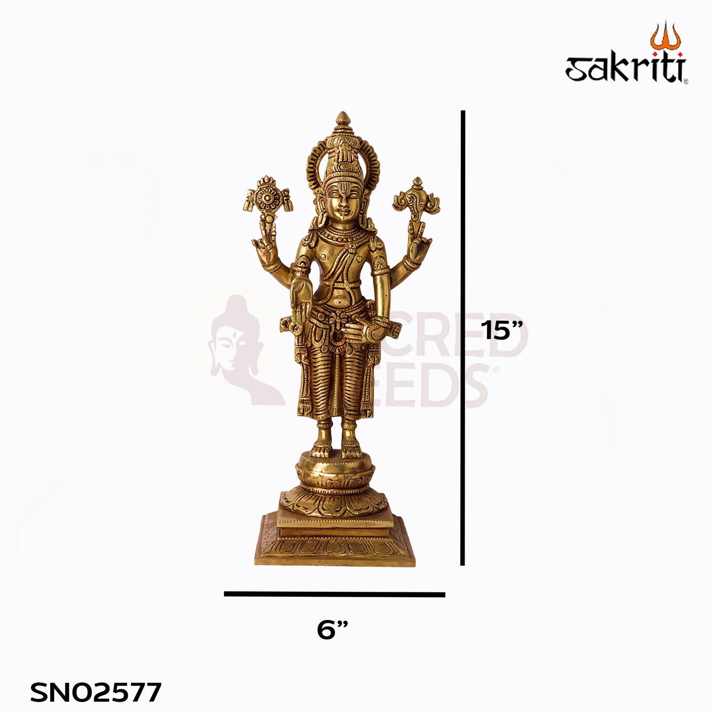 Sacred Needs Brass Tirupati Balaji Idol Set – 15 Inch (38.1 cm) Height | Lord Venkateswara Statue Set for Temple & Pooja Room
